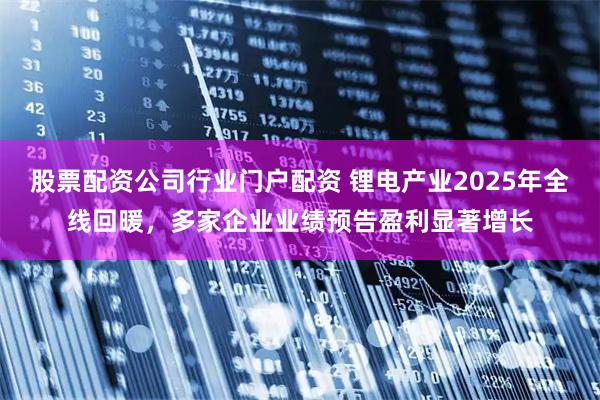 股票配资公司行业门户配资 锂电产业2025年全线回暖，多家企业业绩预告盈利显著增长
