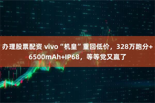 办理股票配资 vivo“机皇”重回低价，328万跑分+6500mAh+IP68，等等党又赢了